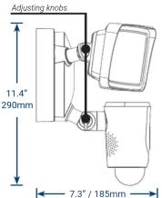 Adjusting knobs 11.4" 290mm 7.3" / 185mm