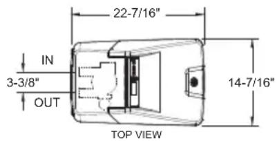22-7/16" IN 3-3/8" OUT TOP VIEW 14-7/16"