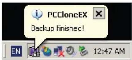 i PCCloneEX Backup finished! EN EN 12:47 AM