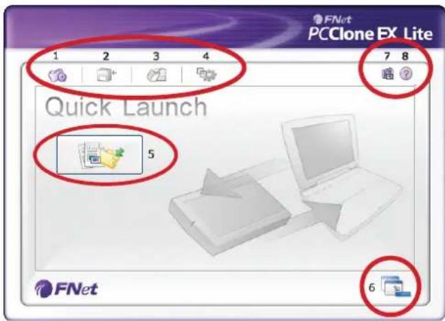 FNet PCClone EX Lite 1 2 3 4 7 8 Quick Launch 5 6 FNet