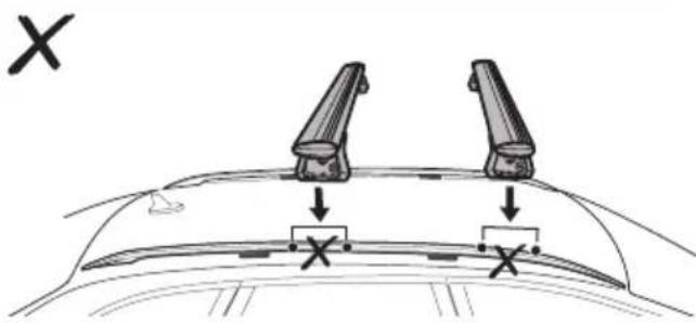 Diagram showing car roof-mounted sensors with X marks indicating sensor positions and directional arrows