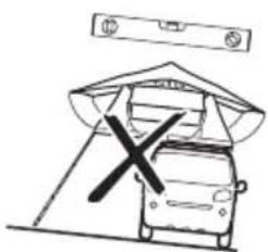 Diagram showing a car under a roof with a cross symbol indicating restriction or failure, above a vehicle with a traffic light.