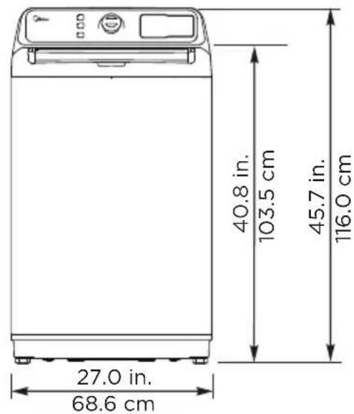 27.0 in. 68.6 cm 40.8 in. 103.5 cm 45.7 in. 116.0 cm