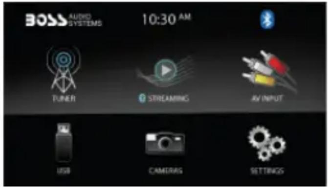 BOSO AUDIO SYSTEMS 10:30 AM TUNER STREAMING AV INPUT USB CAMERAG SETTINGS