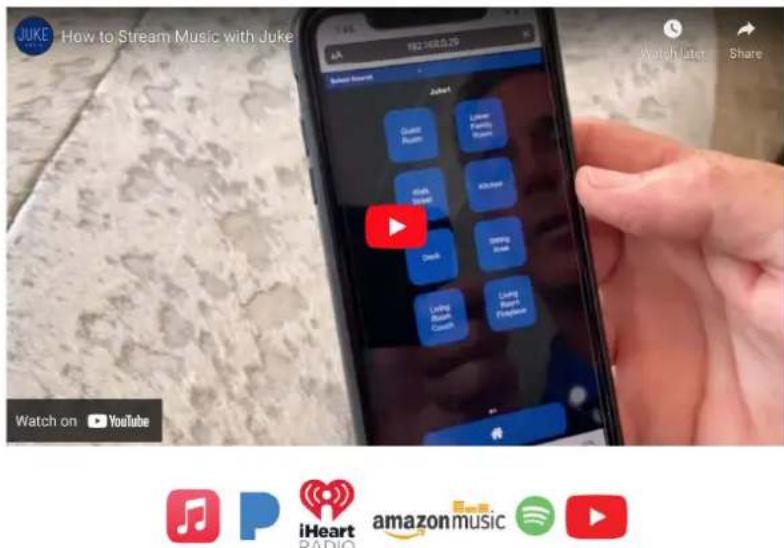 JUKE How to Stream Music with Juke 192 168.0.25 Watch later Share Juke Guitar Room Lithem Family Room Black Shirt AltiHeart Drails Living Sound Living Sound Living Sound Lining Sound Living Sound iHeart Radio amazonmusic iHeart radio