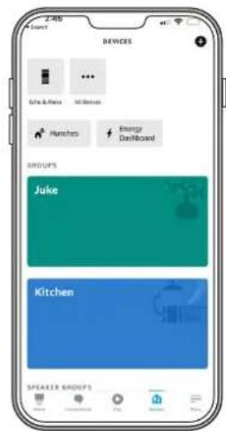 DEVICES Site & Area All Devices Hunches Energy Dashboard GROUPS Juke Kitchen SPEAKER GROUPS