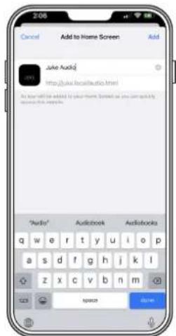 2/06 Cancel Add to Home Screen Add Jake Audio http://jukai,YacaiAudio.html As you will be added to your home. Tested as you can qualify create this app. "Audio" Audiobook Audiobooks q w e r t y u i o p a s d f g h j k l z x c v b n m 123 speech done