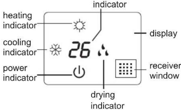 heating indicator cooling indicator power indicator 26 indicator indicators display receiver window drying indicator