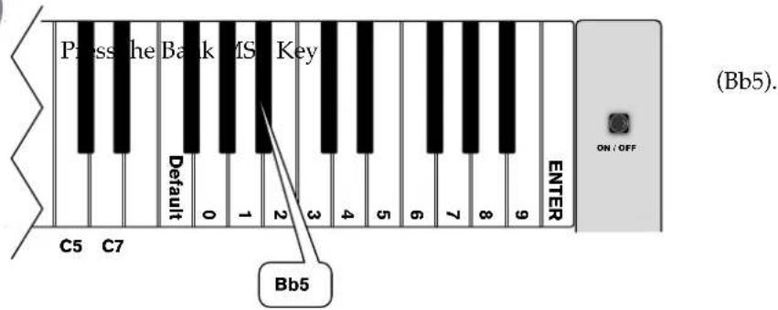 Press the Back MS Key C5 C7 Default 0 1 2 3 4 5 6 7 8 9 ENTER (Bb5). ON/OFF Bb5