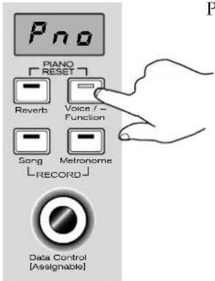 Pno PIANO [RESET] Reverb Voice / Function Song Metronome RECORD Data Control [Assignable]