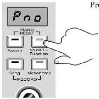 Pno PIANO RESET Reverb Voice / - Function Song Metronome [RECORD]