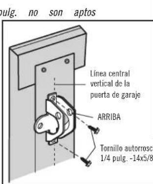 pulg. no son aptos Línea central vertical de la puerta de garaje ARRIBA Tornillo autorosc: 1/4 pulg. -14x5/8