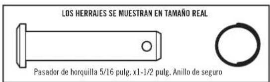 LOS HERRAUES SE MUESTRAN EN TAMAÑO REAL Pasador de horquilla 5/16 pulg. x1-1/2 pulg. Anillo de seguro
