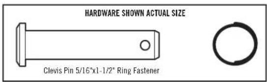 HARDWARE SHOWN ACTUAL SIZE Clevis Pin 5/16"x1-1/2" Ring Fastener