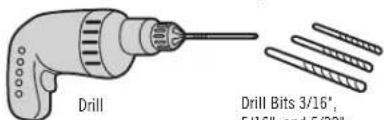 Drill Drill Bits 3/16" 5/16" and 5/32"