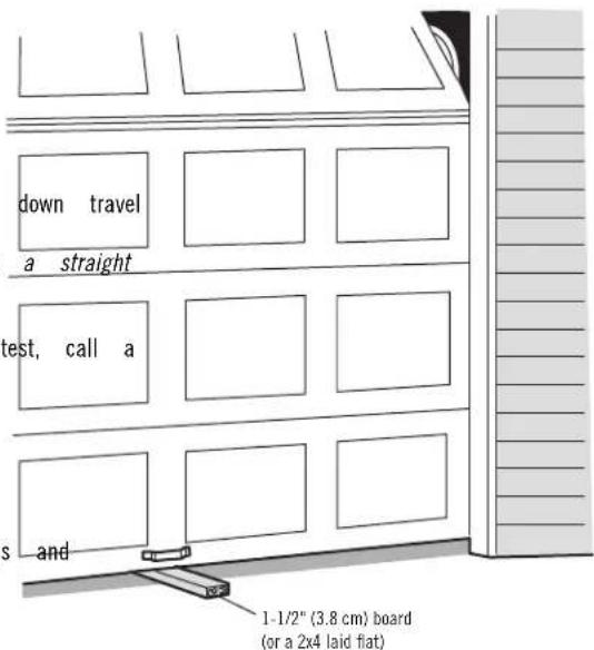 down travel a straight test, call a s and 1-1/2" (3.8 cm) board (or a 2x4 laid flat)