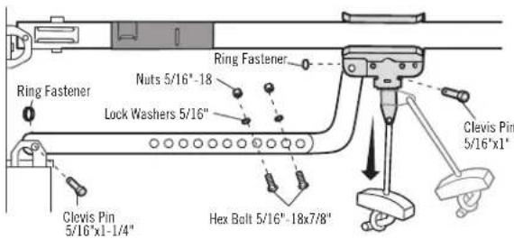Ring Fastener Nuts 5/16"-18" Lock Washers 5/16" Ring Fastener Clevis Pin 5/16"x1" Hex Bolt 5/16"-18x7/8"