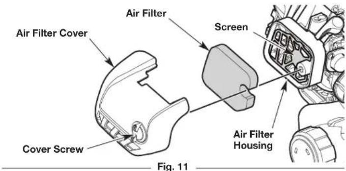 Air Filter Cover Cover Screw Air Filter Screen Air Filter Housing Fig. 11