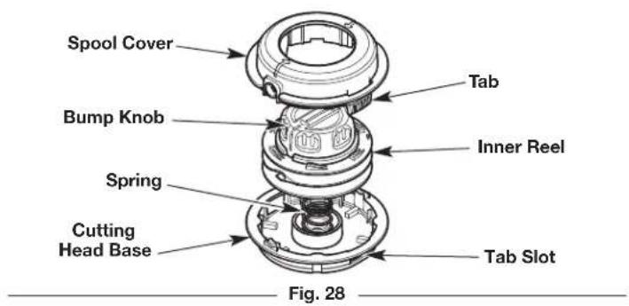Spool Cover Bump Knob Spring Cutting Head Base Tab Inner Reel Tab Slot Fig. 28