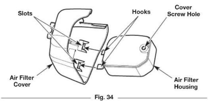 Slots Hooks Cover Screw Hole Air Filter Cover Air Filter Housing Fig. 34