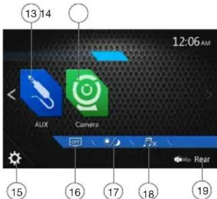 13 14 12:06 AM AUX Camera Rear 15 16 17 18 19