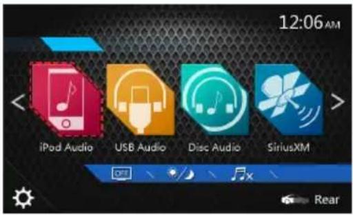 12:06 AM iPod Audio USB Audio Disc Audio SiriusXM Rear