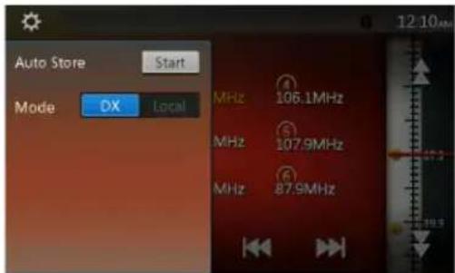 Auto Store Start Mode DX Local MHz 106.1MHz MHz 107.9MHz MHz 87.9MHz