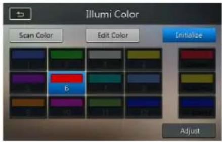 Illumi Color Scan Color Edit Color Initialize 1 2 3 4 5 6 7 8 9 10 11 12 Adjust