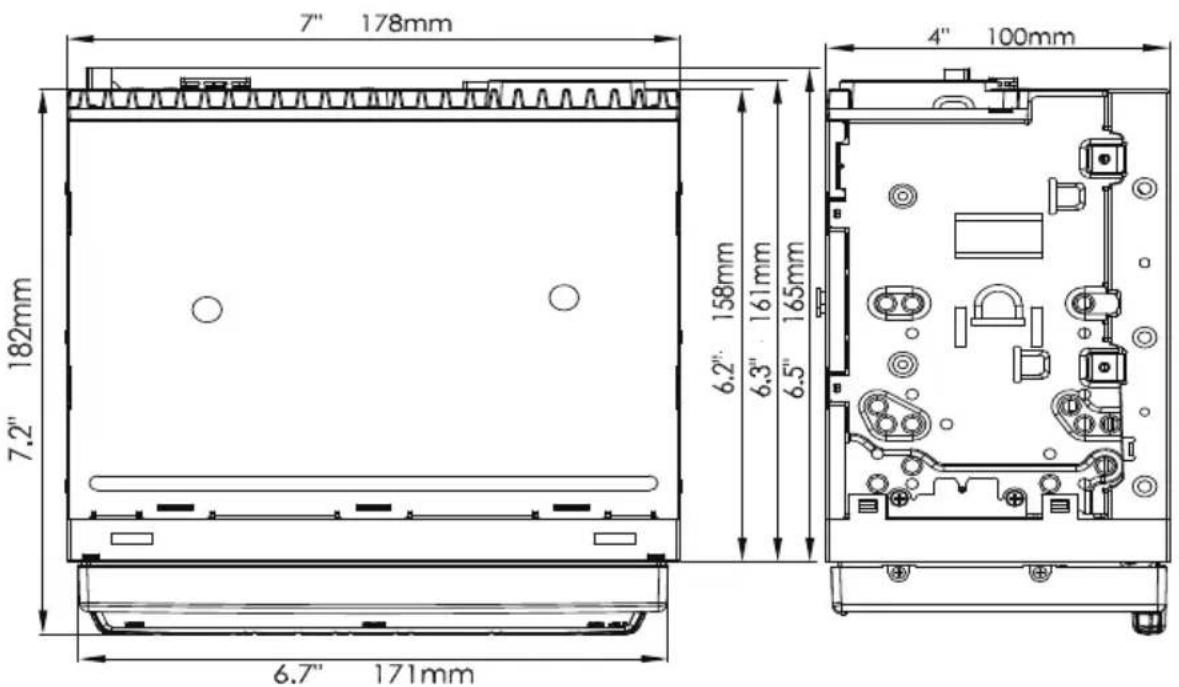 7" 178mm 182mm 7.2" 6.7" 171mm 6.2" 158mm 6.3" 161mm 6.5" 4" 100mm