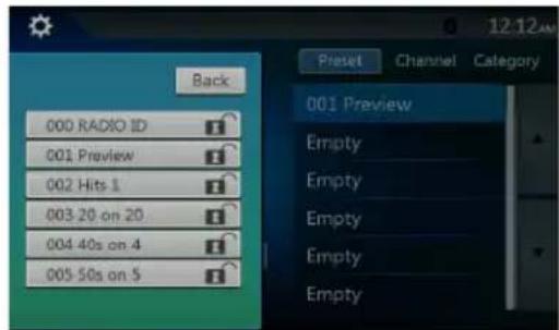 Back 000 RADIO ID 001 Preview 002 Hits 1 003 20 on 20 004 40s on 4 005 50s on 5 001 Preview Empty Empty Empty Empty Empty