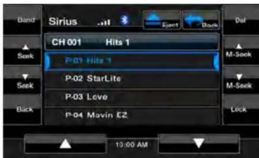 Band Sirius CH 001 Hits 1 P-01 Hits 1 P-02 StarLite P-03 Love P-04 Movin E2 Del Seek M-Seek Seek M-Seek Back Lock 10:00 AM