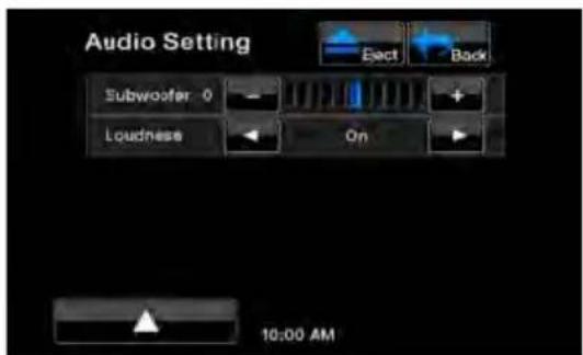 Audio Setting Subwoofer 0 Loudness On 10:00 AM