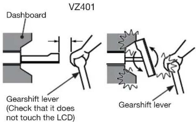 VZ401 Dashboard Gearshift lever (Check that it does not touch the LCD) Gearshift lever