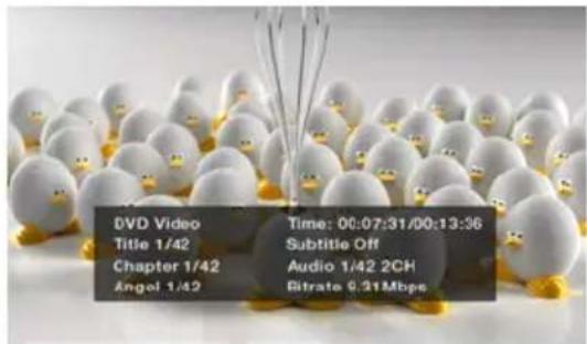 DVD Video Title 1/42 Chapter 1/42 Angel 1/42 Time: 00:07:31/00:13:36 Subtitle Off Audio 1/42 2CH Bitrate 9.21Mbps