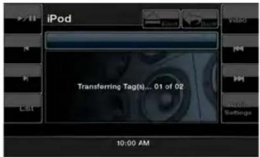 iPod Transferring Tag(s)... 01 of 02 10:00 AM