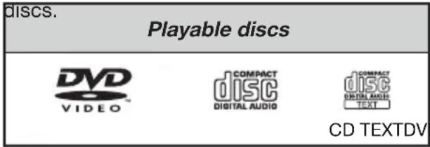 discs. Playable discs DVD VIDEO COMPACT DISC DIGITAL AUDIO COMPACT DISC DIGITAL AUDIO TEXT CD TEXTDV