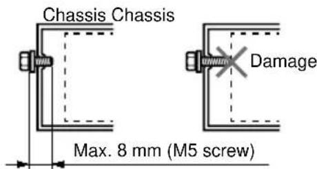 Chassis Chassis Damage Max. 8 mm (M5 screw)