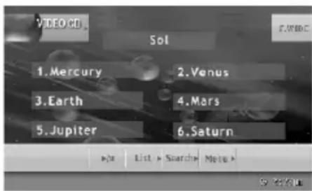 VIDEO CD Sol 1.Mercury 2.Venus 3.Earth 4.Mars 5.Jupiter 6.Saturn >> List > Search > Meto >
