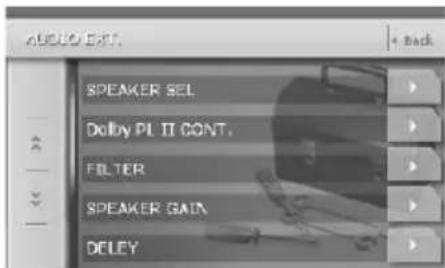 AUDIO EXT. SPEAKER SEL Dolby PI IT CONT. FILTER SPEAKER GAIN DELEY