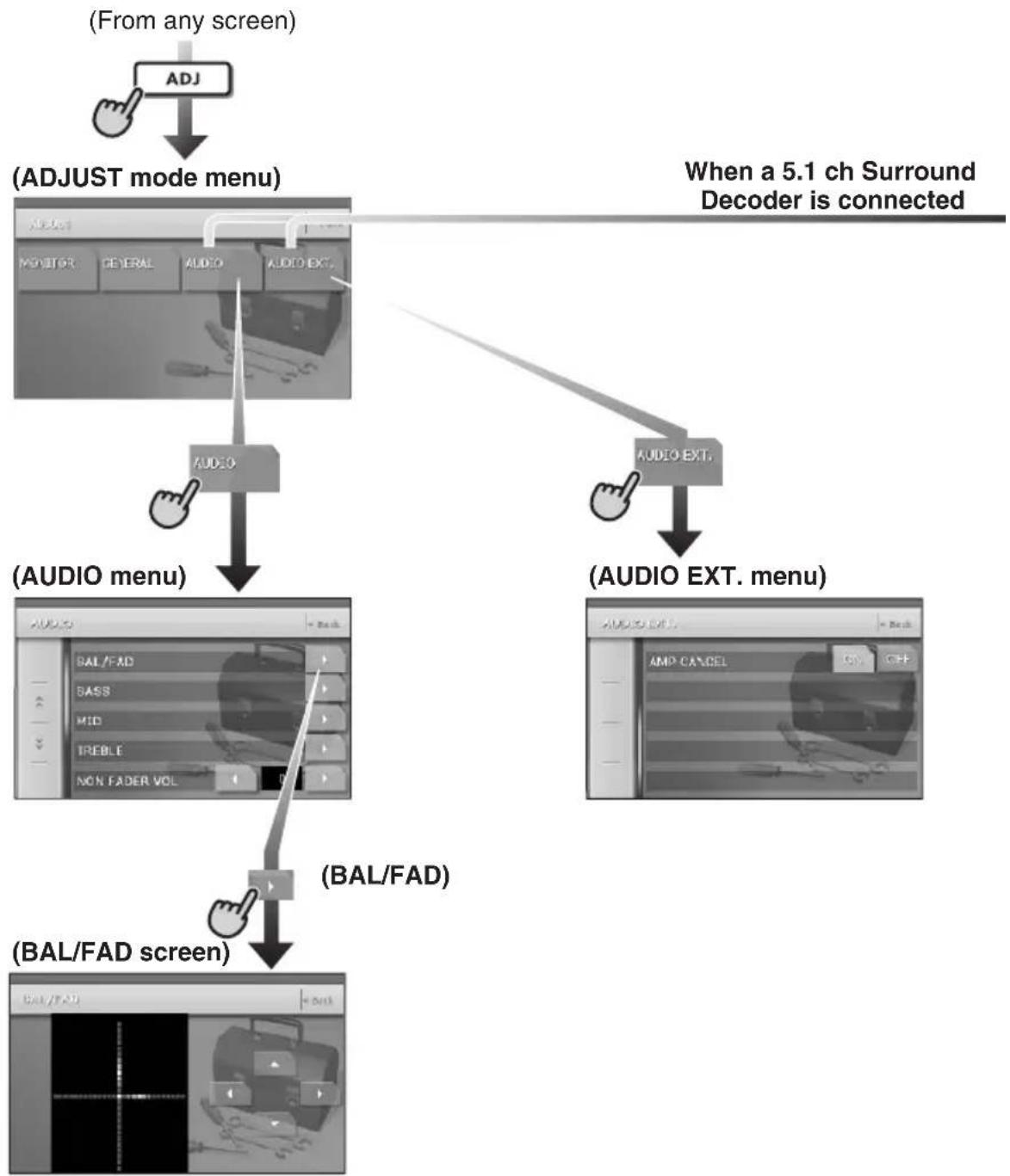 CLARION VRX765VD - Adjusting audio feature settings - 1