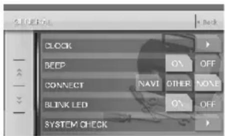 GENERAL CLOCK BEEP CONNECT BLINK LED SYSTEM CHECK O\ OFF NOVI OTHER NO\E O\ OFF