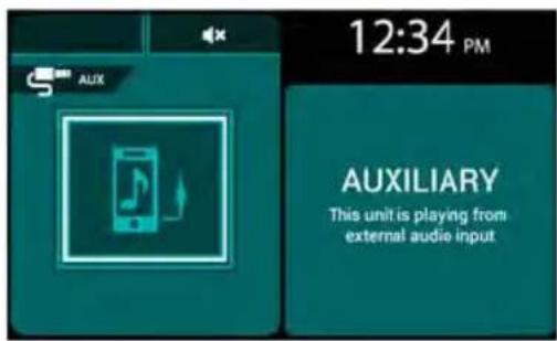 12:34 PM AUXILIARY This unit is playing from external audio input