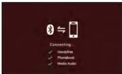 Connecting... ✓ Handsfree ✓ Phonebook ✓ Media Audio