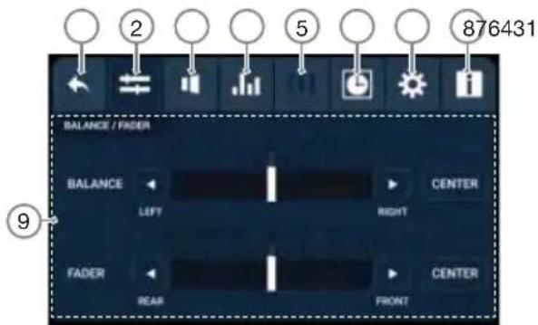 876431 BALANCE / FADER BALANCE LEFT CENTER RIGHT FADER REAR FRONT 9