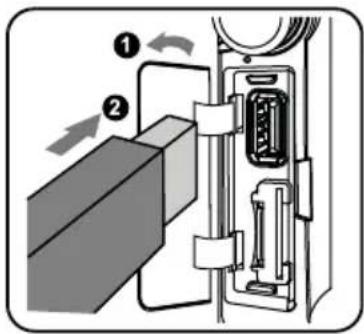 Diagram showing a mechanical or electrical component with numbered parts and directional arrows indicating motion or assembly.