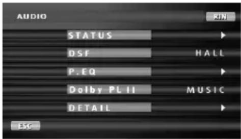 AUDIO STATUS DSF P.EQ Dolby PL II DETAIL HALL MUSIC ESC