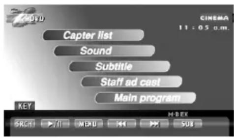 CIPEMA 11:05 o.m. Capter list Sound Subtitle Staff ad cast Main program KEY M-BEX SCHI TV MENU MOV SUB