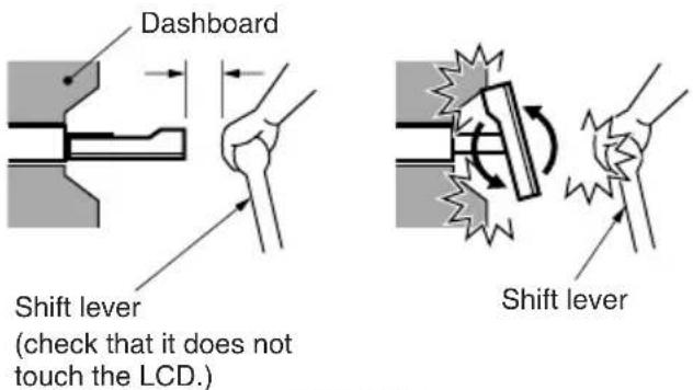 Dashboard Shift lever (check that it does not touch the LCD.) Shift lever