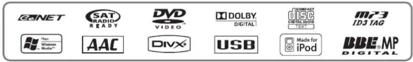 OSNET SAT RADIO READY DVD VIDEO™ DOLBY. DIGITAL COMPACT DISC DIGITAL AUDIO TEXT MP3 ID3 TAG Windows Media™ AAC DIVX® USB Made for iPod BDE®MP DIGITAL