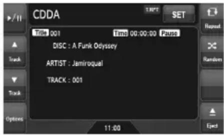 CDDA Title 001 Time 00:00:00 Pause DISC : A Funk Odyssey ARTIST : Jamiroqual TRACK : 001 11:00
